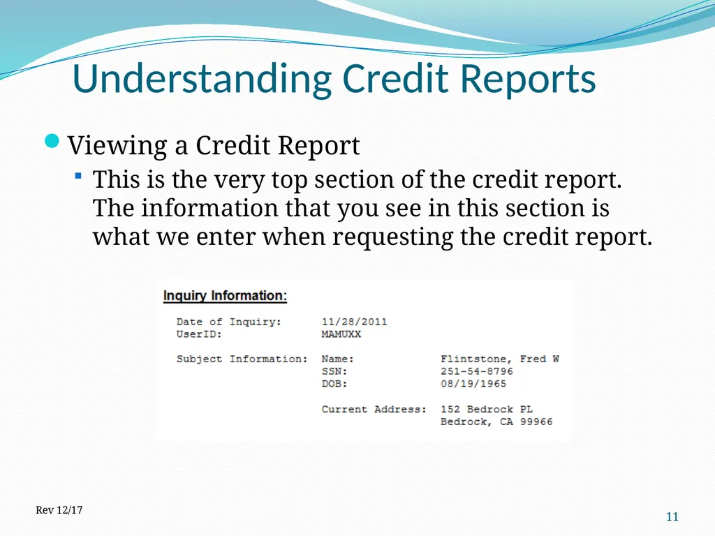 Understanding Credit Reports 1 2017 How is it - slide 11 of 22