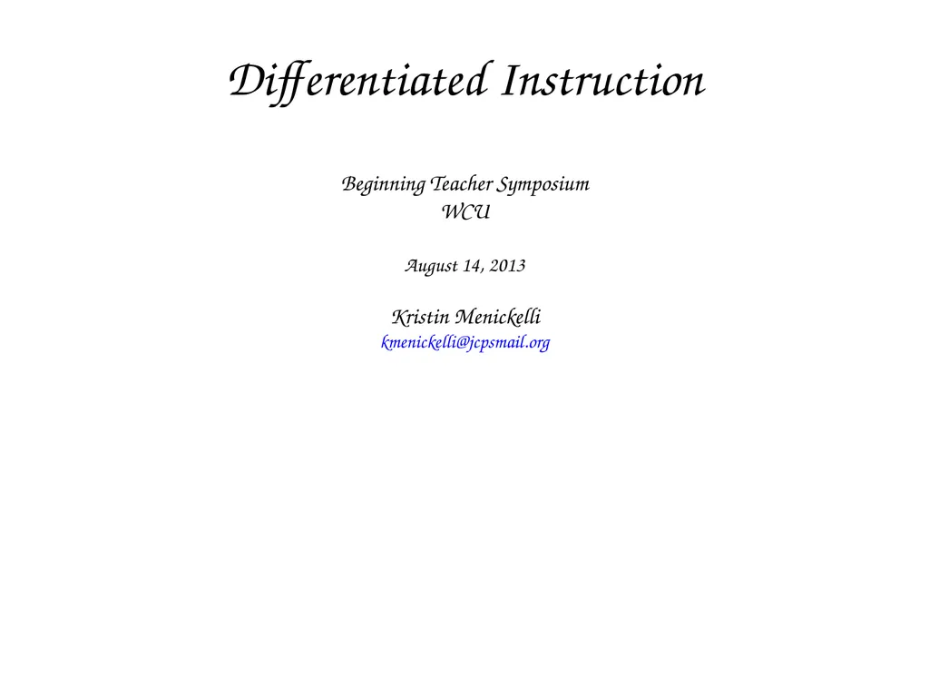 Differentiated Instruction Beginning Teacher - slide 1 of 24