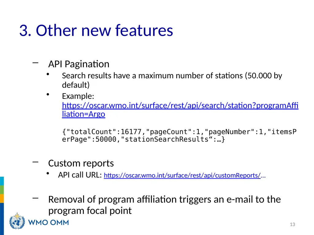 WIGOS Webinar #27 OSCAR/Surface release 1.7.1 WMO - slide 13 of 16