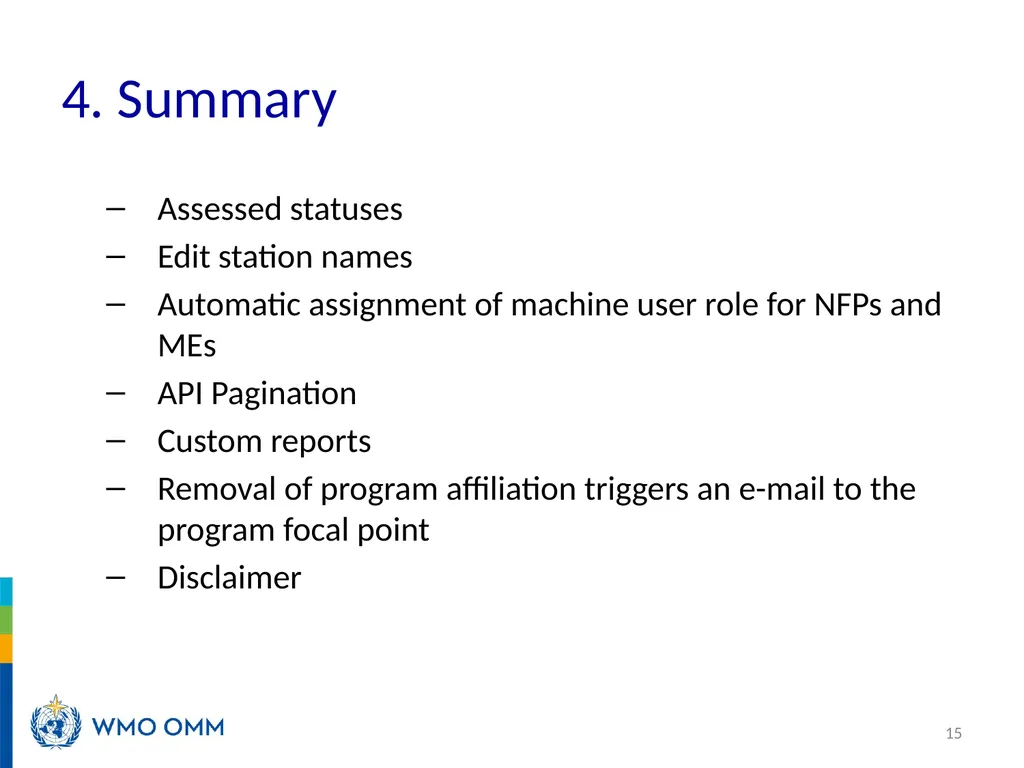 WIGOS Webinar #27 OSCAR/Surface release 1.7.1 WMO - slide 15 of 16