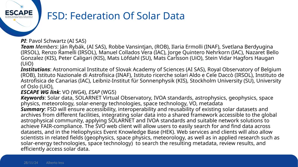 Update on ESCAPE-wise projects funded by the first - slide 11 of 17