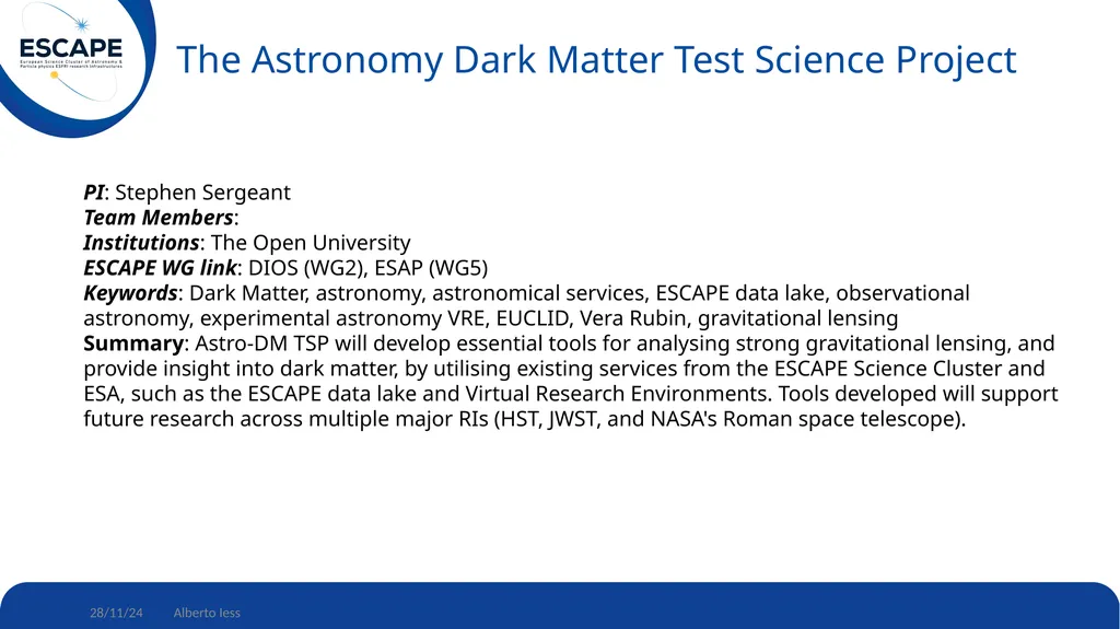Update on ESCAPE-wise projects funded by the first - slide 10 of 17