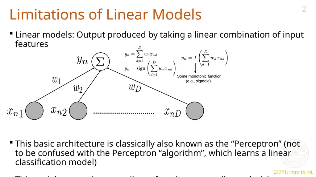“Deep” Learning CS771: Introduction to Machine - slide 2 of 16