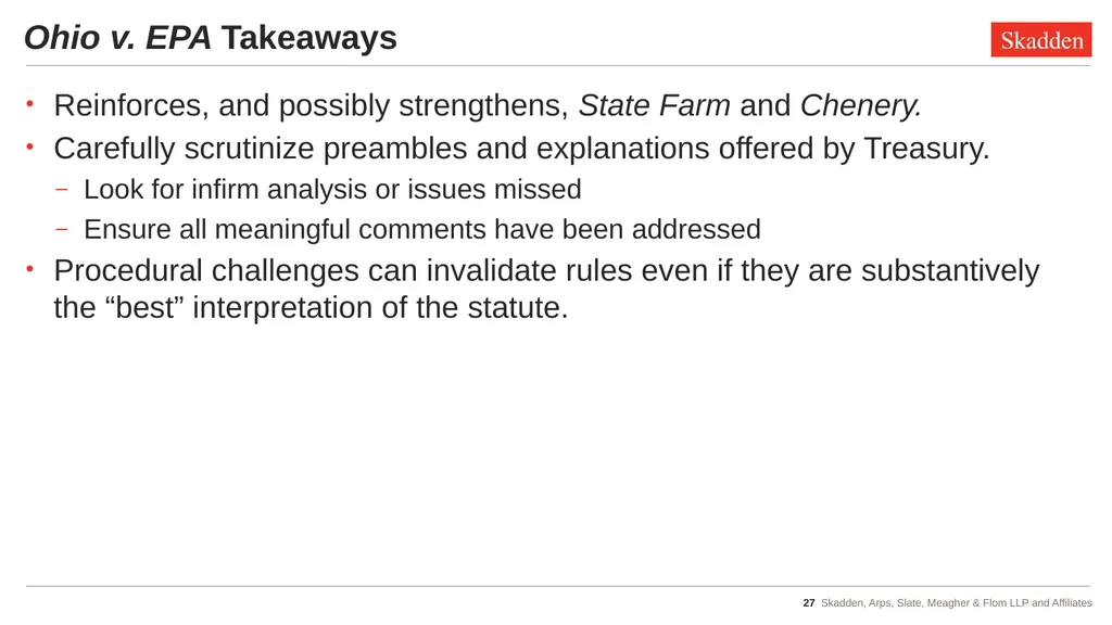 Tax Implications of Recent Admin Law Cases - slide 27 of 47