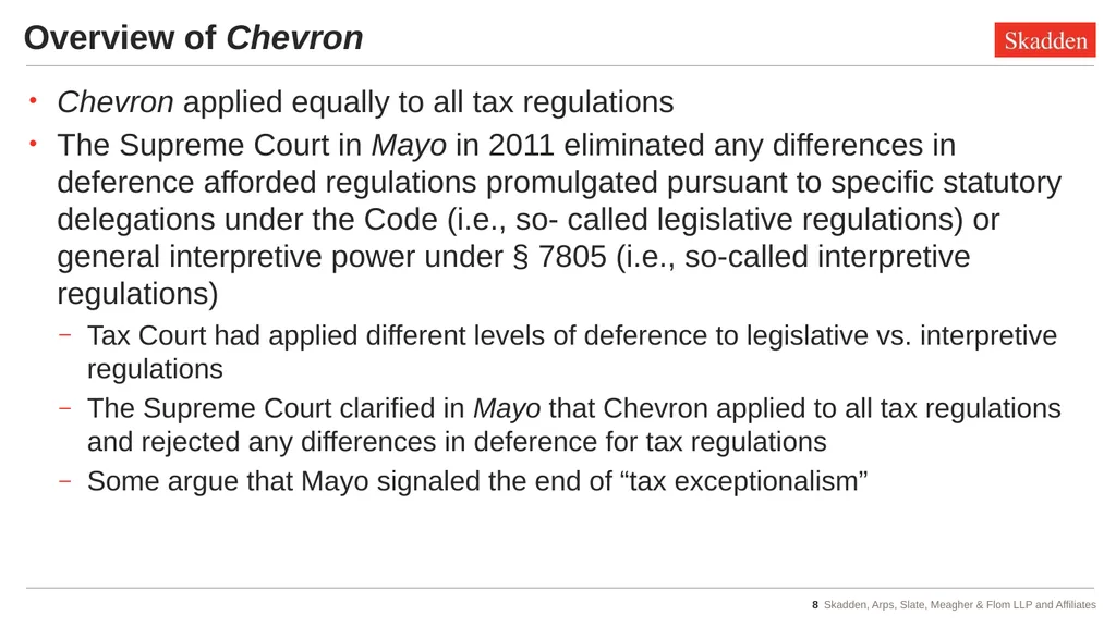 Tax Implications of Recent Admin Law Cases - slide 8 of 47