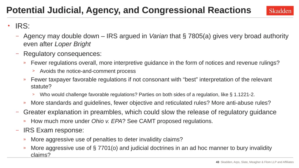 Tax Implications of Recent Admin Law Cases - slide 43 of 47