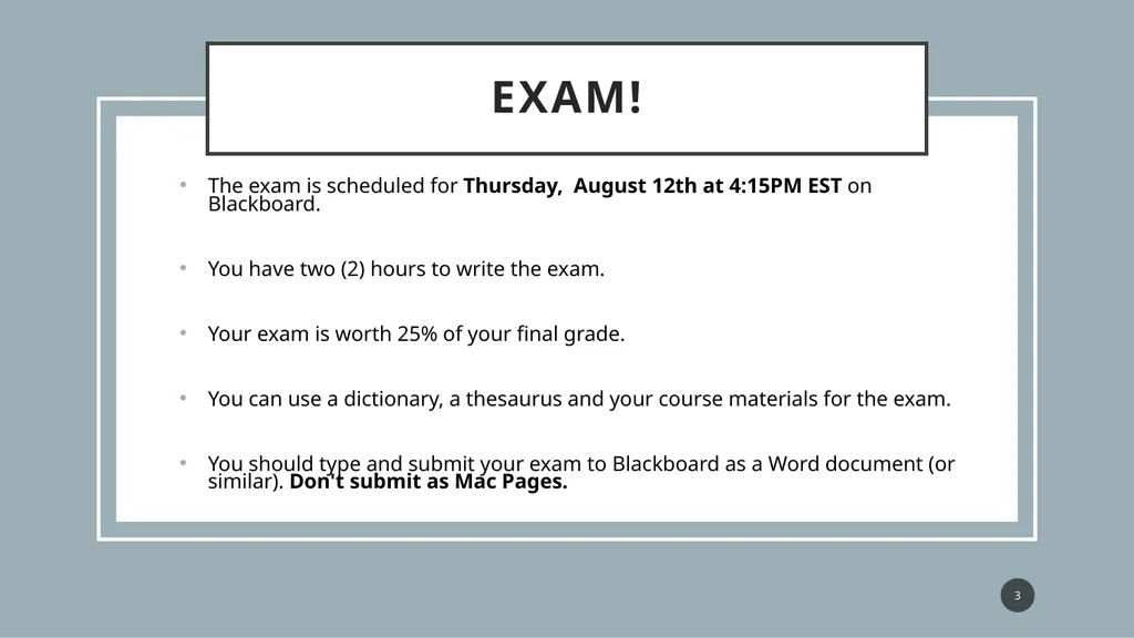 FLM 280: Exam Review Overview Holy smokes, it’s - slide 3 of 27