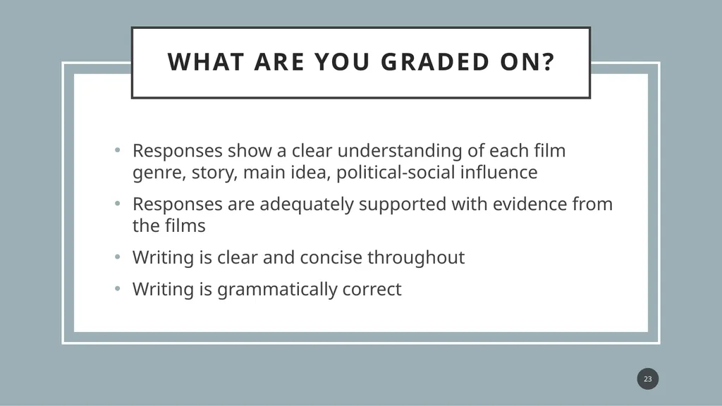 FLM 280: Exam Review Overview Holy smokes, it’s - slide 23 of 27