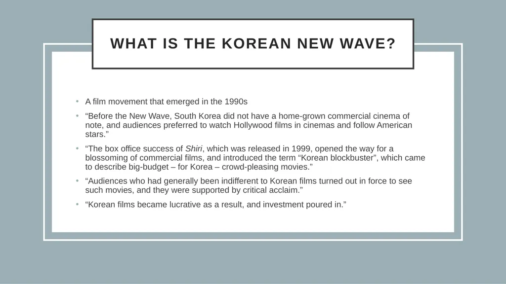 FLM 280: Exam Review Overview Holy smokes, it’s - slide 21 of 27