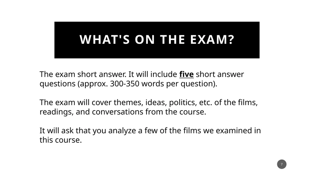 FLM 280: Exam Review Overview Holy smokes, it’s - slide 7 of 27