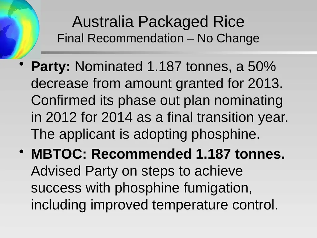 Critical Use Nominations: Final Recommendations - slide 21 of 34