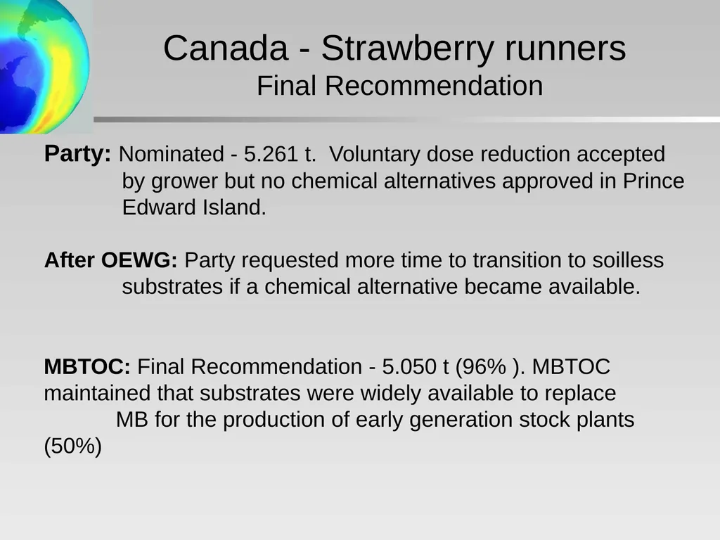 Critical Use Nominations: Final Recommendations - slide 12 of 34
