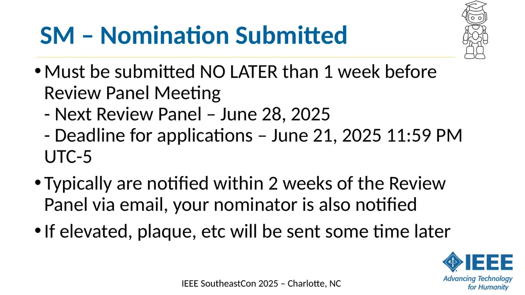 Senior Member Elevation What are Senior Members? - slide 9 of 14