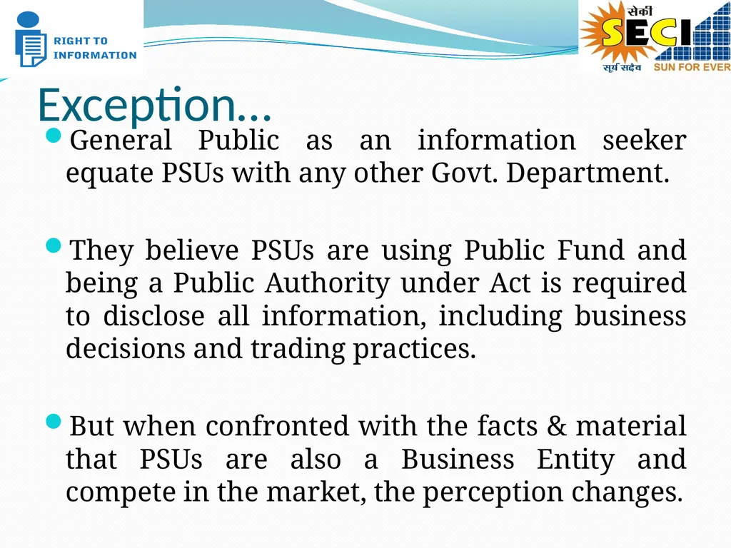 EXEMPTIONS & MANAGEMENT OF RTI APPLICATIONS – - slide 8 of 12