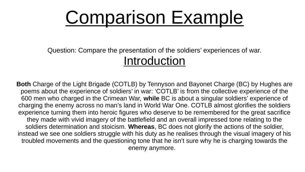 Comparison Example Question: Compare the - slide 1 of 6