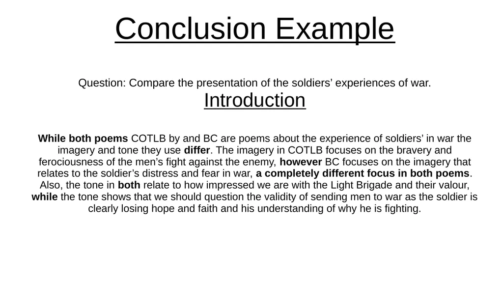 Comparison Example Question: Compare the - slide 4 of 6
