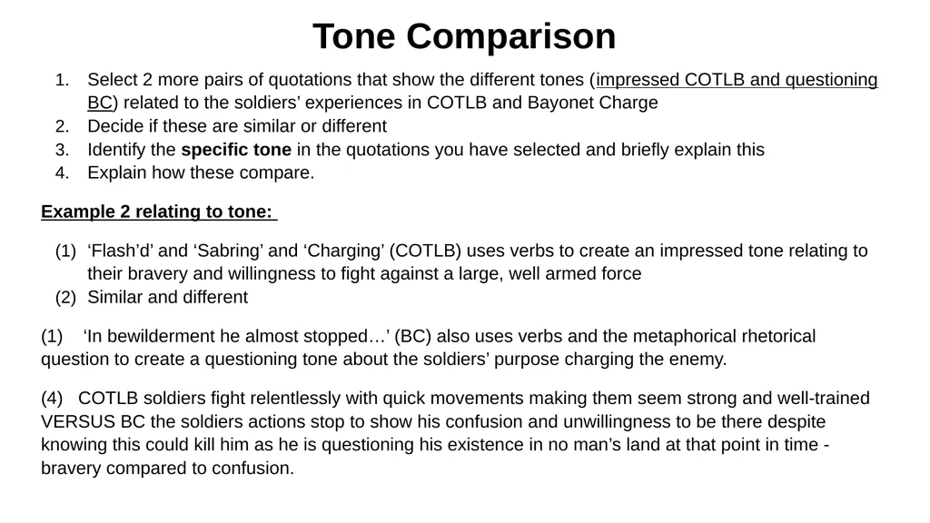 Comparison Example Question: Compare the - slide 3 of 6