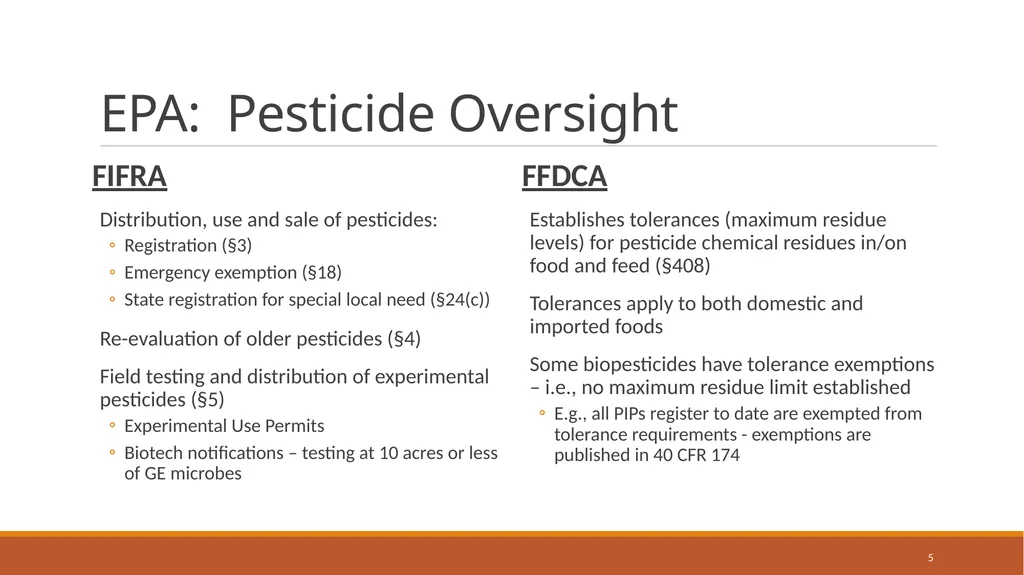 US Regulation of Biocontrol Products November, - slide 5 of 17