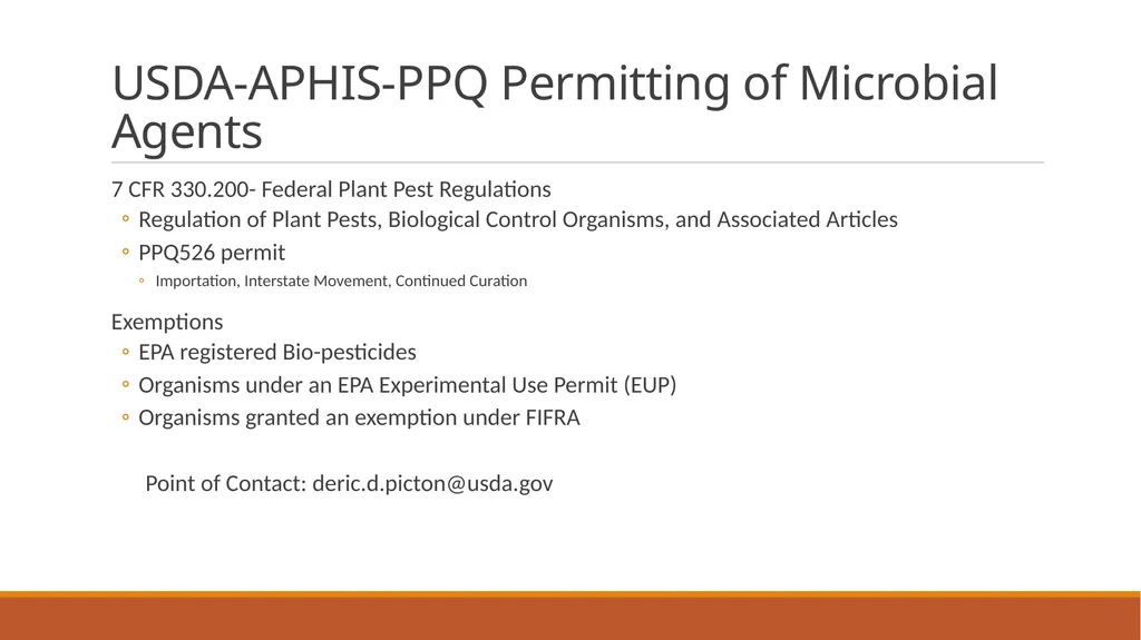 US Regulation of Biocontrol Products November, - slide 8 of 17