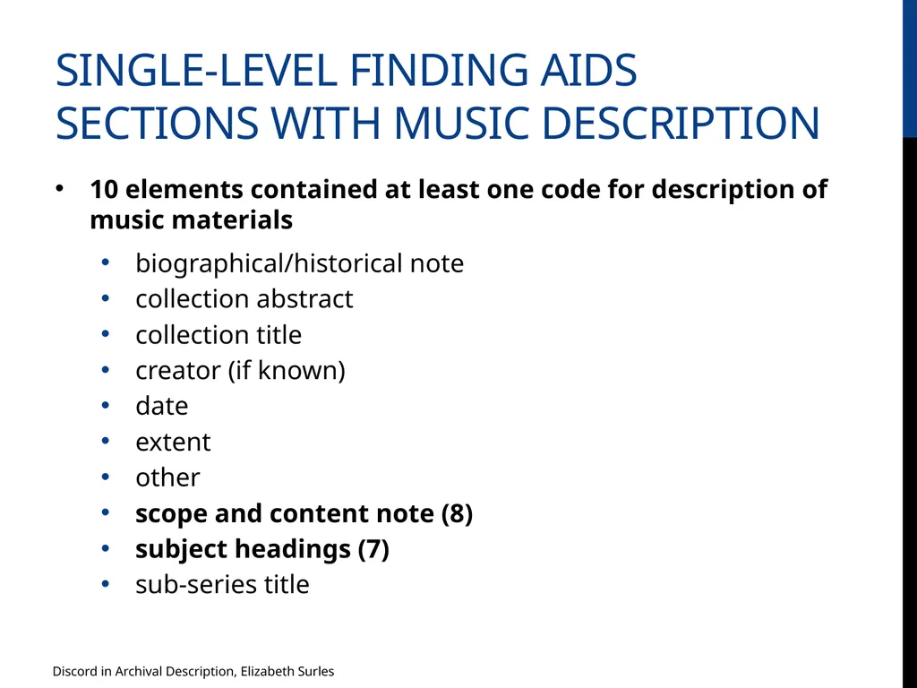 Discord in Archival Description? Evaluating DACS - slide 18 of 21