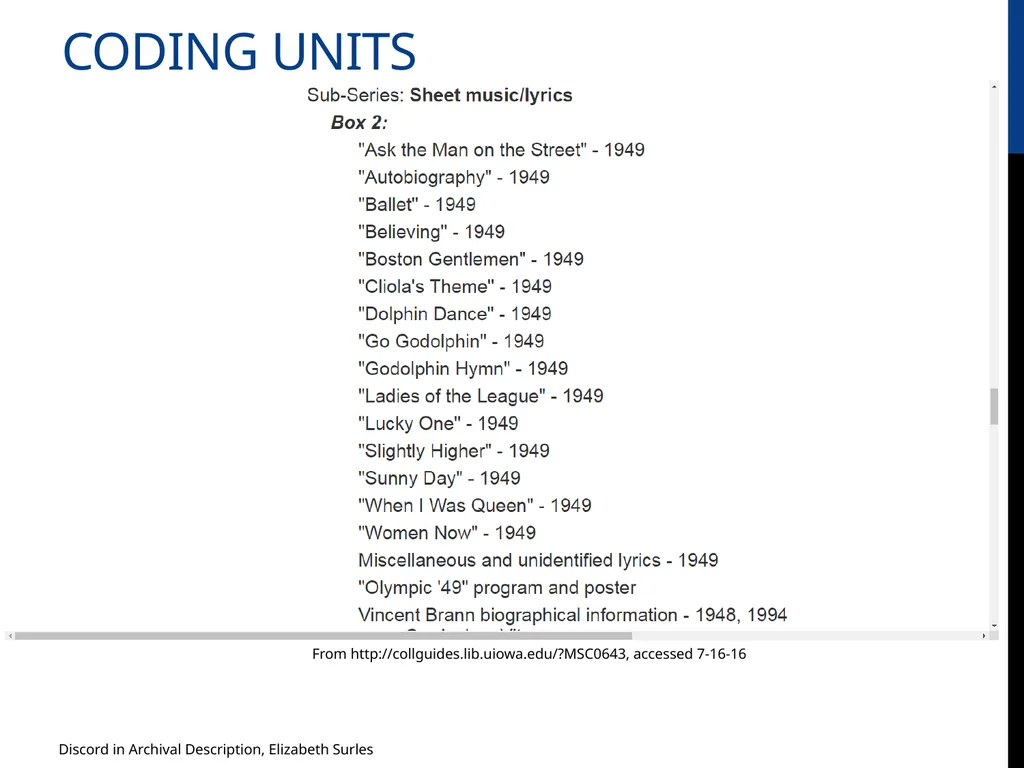 Discord in Archival Description? Evaluating DACS - slide 9 of 21