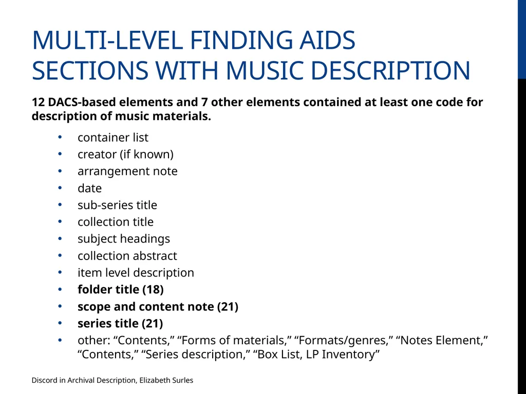 Discord in Archival Description? Evaluating DACS - slide 19 of 21