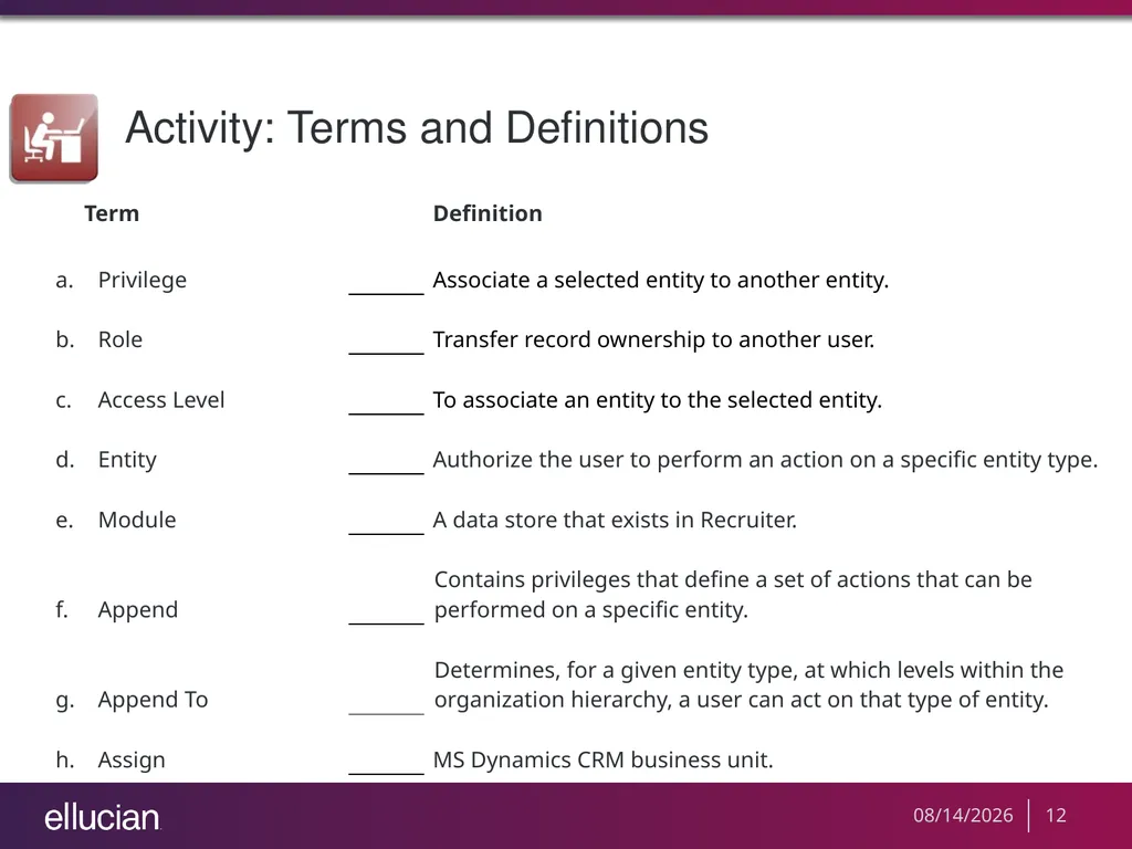 Managing Recruiter Security Roles Objectives - slide 12 of 37