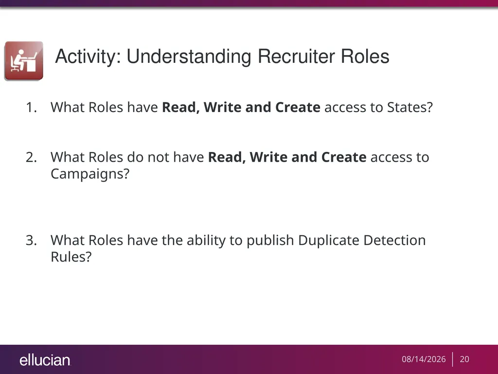 Managing Recruiter Security Roles Objectives - slide 20 of 37