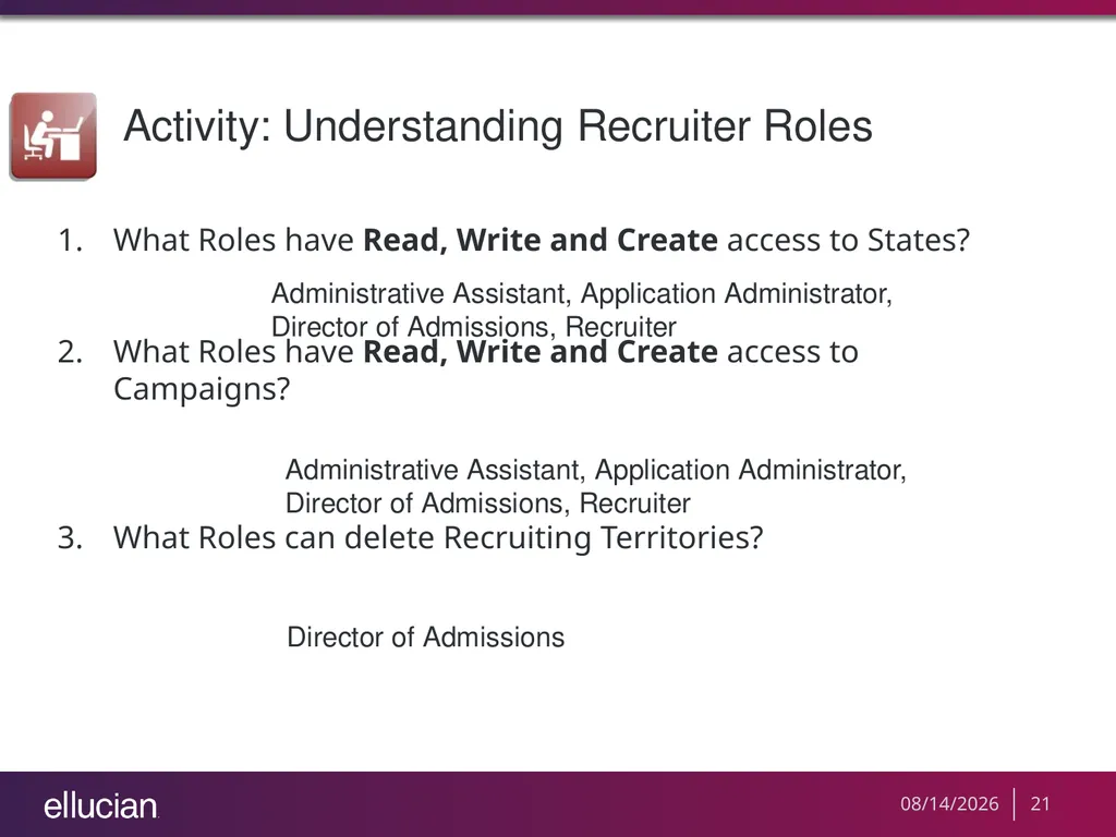 Managing Recruiter Security Roles Objectives - slide 21 of 37
