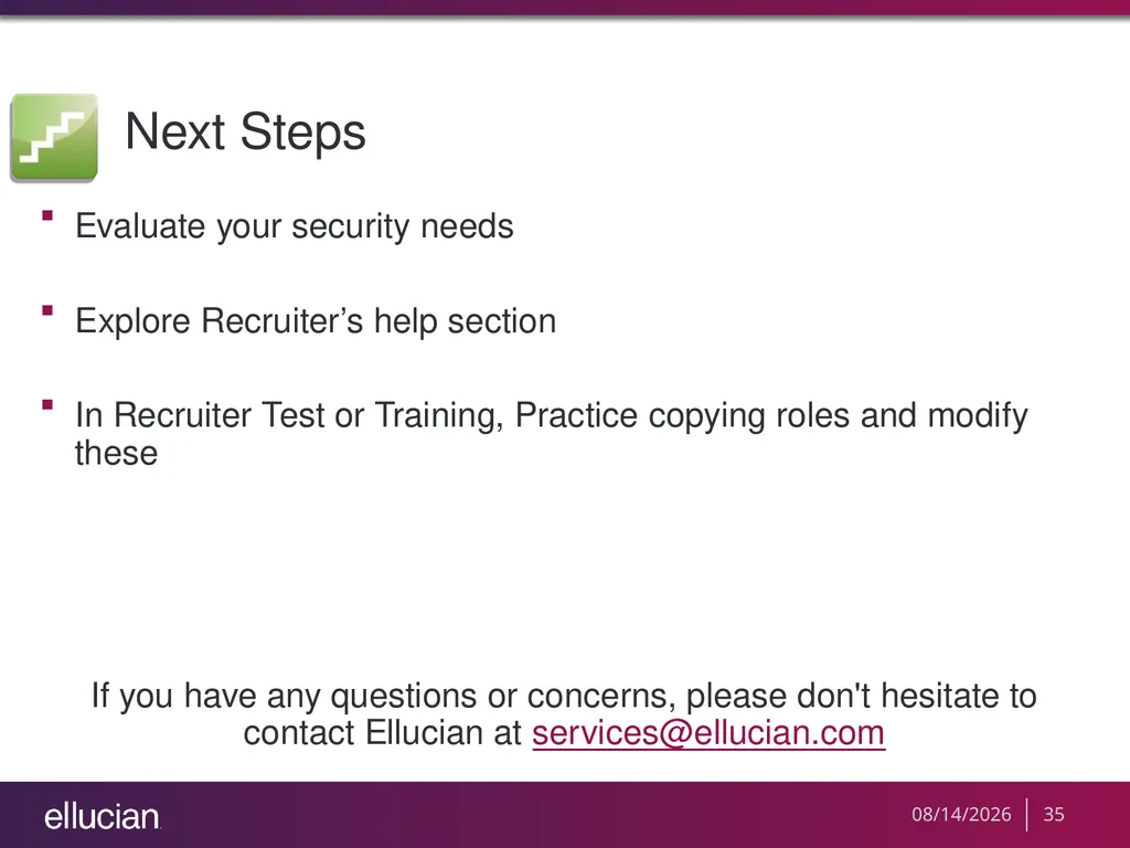 Managing Recruiter Security Roles Objectives - slide 35 of 37