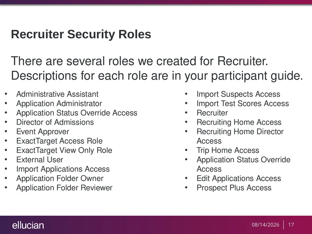Managing Recruiter Security Roles Objectives - slide 17 of 37