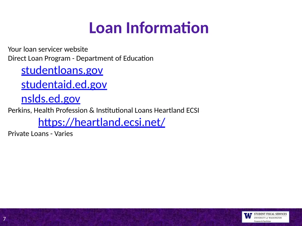 UW Tips on Student Loan Repayment Presented by - slide 7 of 22