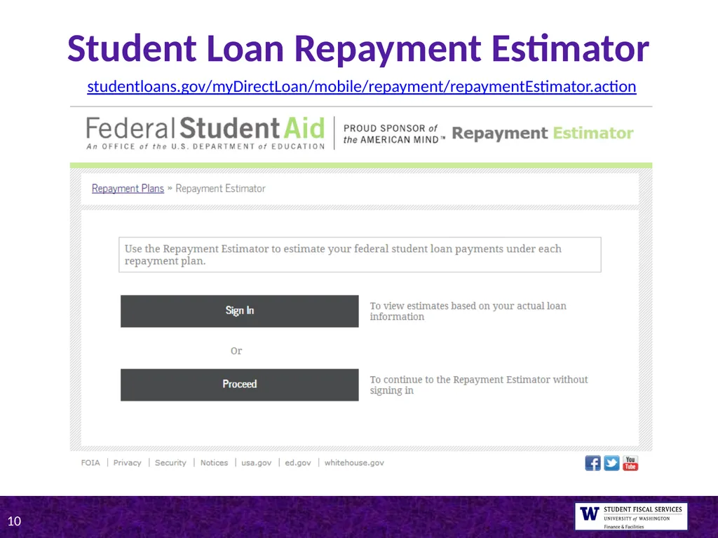 UW Tips on Student Loan Repayment Presented by - slide 10 of 22