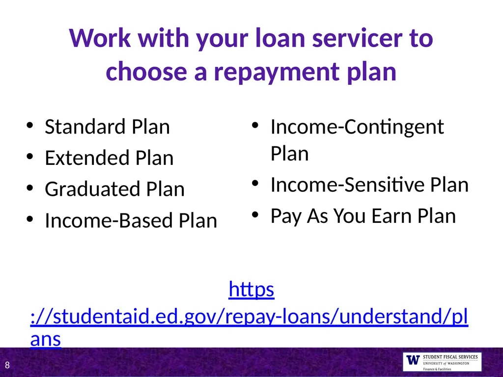 UW Tips on Student Loan Repayment Presented by - slide 8 of 22