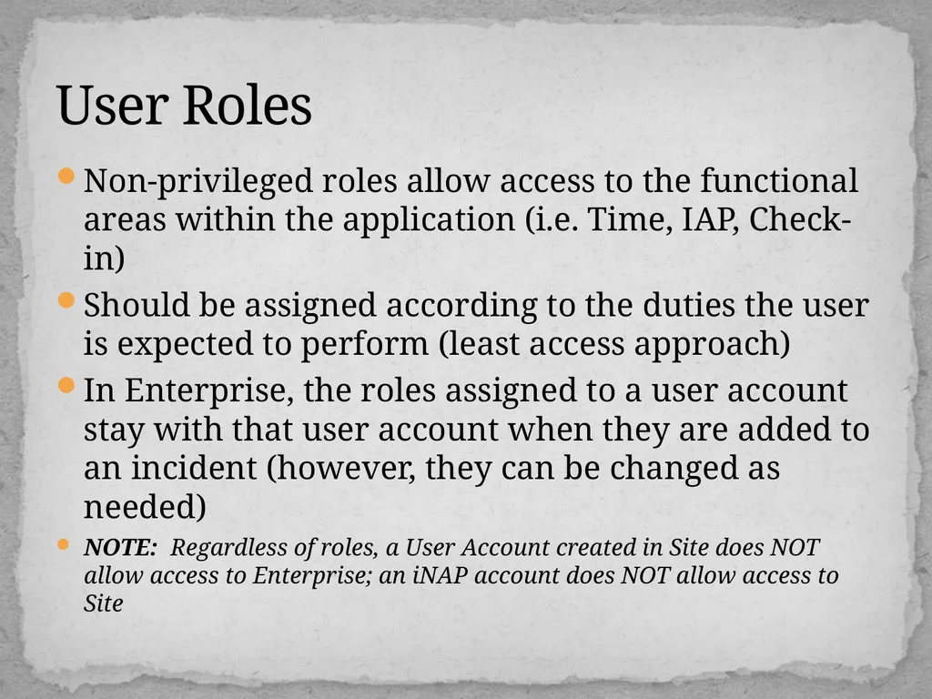 User Roles Add User Accounts to e-ISuite from iNAP - slide 4 of 11