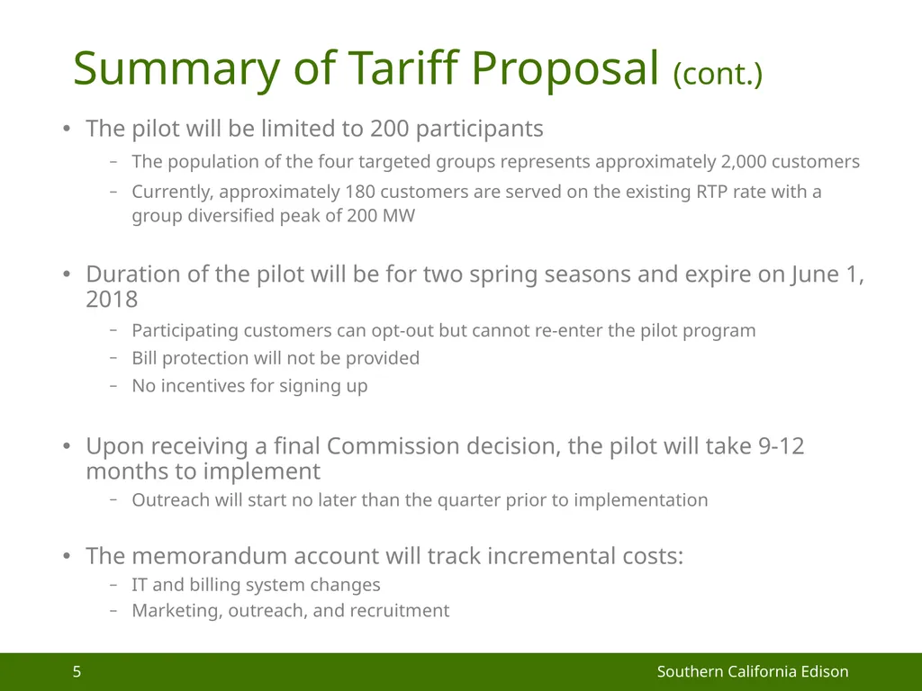 Matinee Pricing Opt-in Pilot Rate Proposal - slide 5 of 9