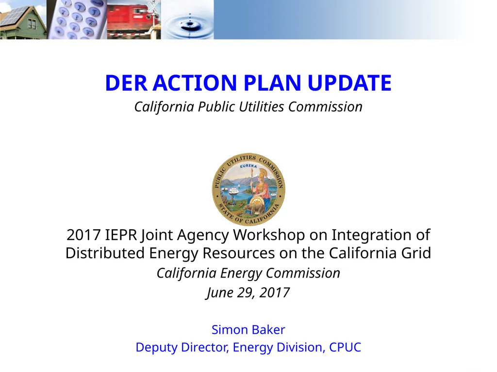 DER ACTION PLAN UPDATE California Public Utilities - slide 1 of 13