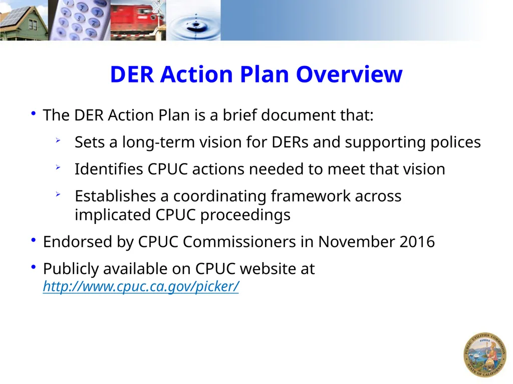 DER ACTION PLAN UPDATE California Public Utilities - slide 3 of 13