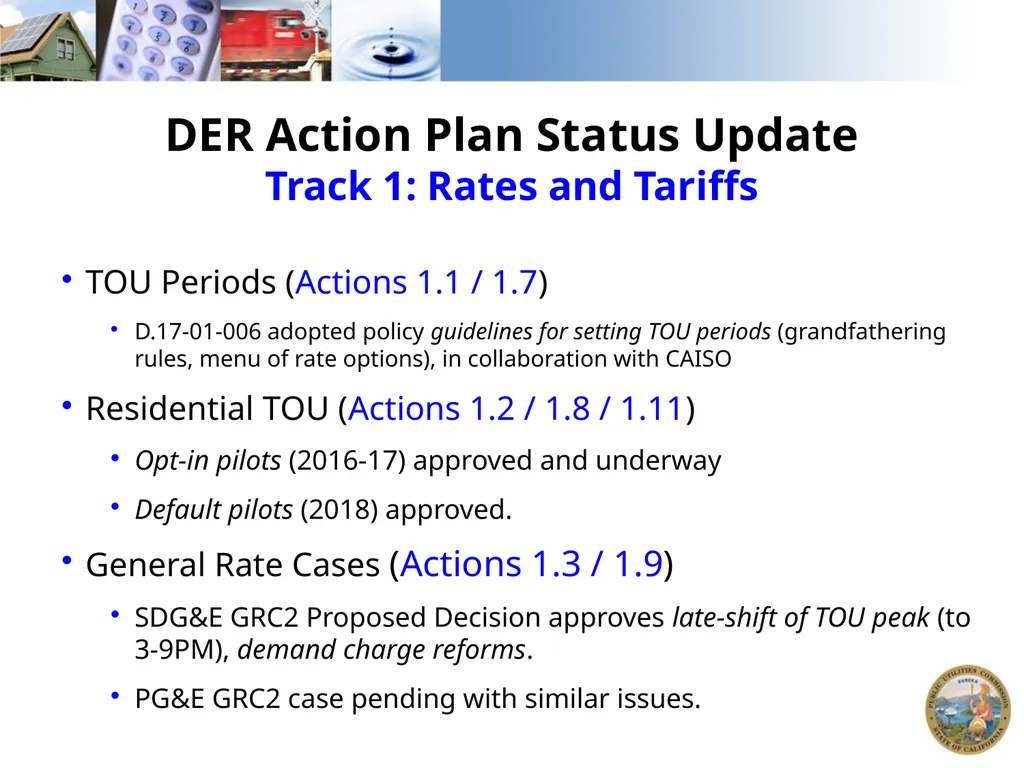 DER ACTION PLAN UPDATE California Public Utilities - slide 11 of 13