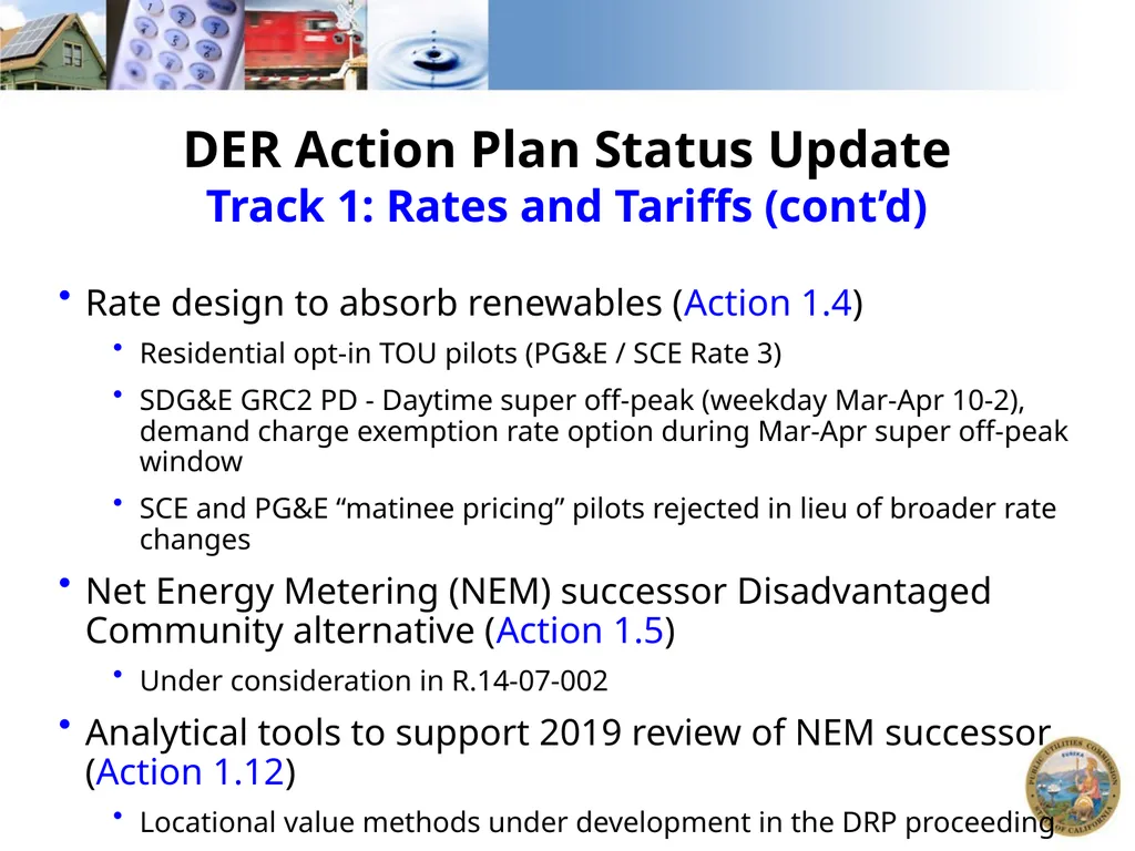 DER ACTION PLAN UPDATE California Public Utilities - slide 12 of 13