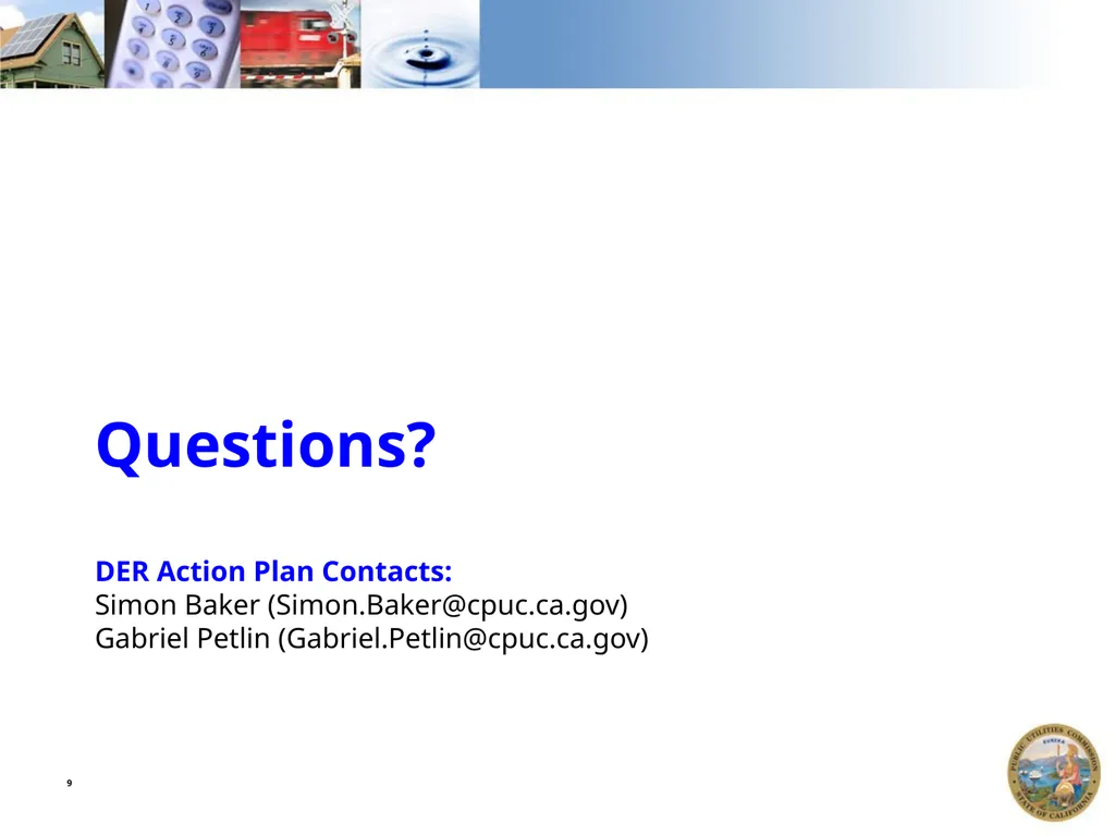 DER ACTION PLAN UPDATE California Public Utilities - slide 9 of 13