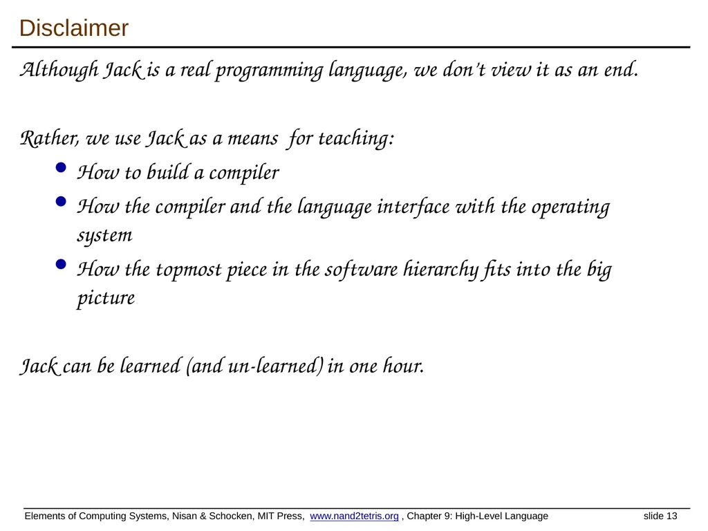 www.nand2tetris.org Building a Modern Computer - slide 13 of 55