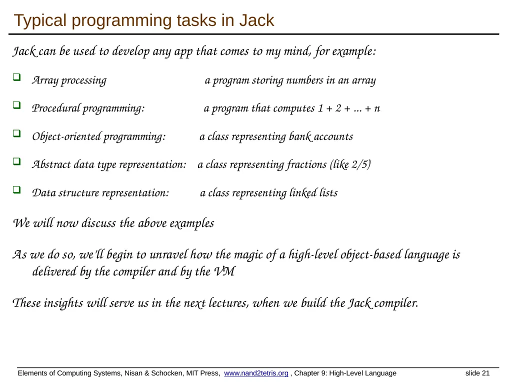 www.nand2tetris.org Building a Modern Computer - slide 21 of 55