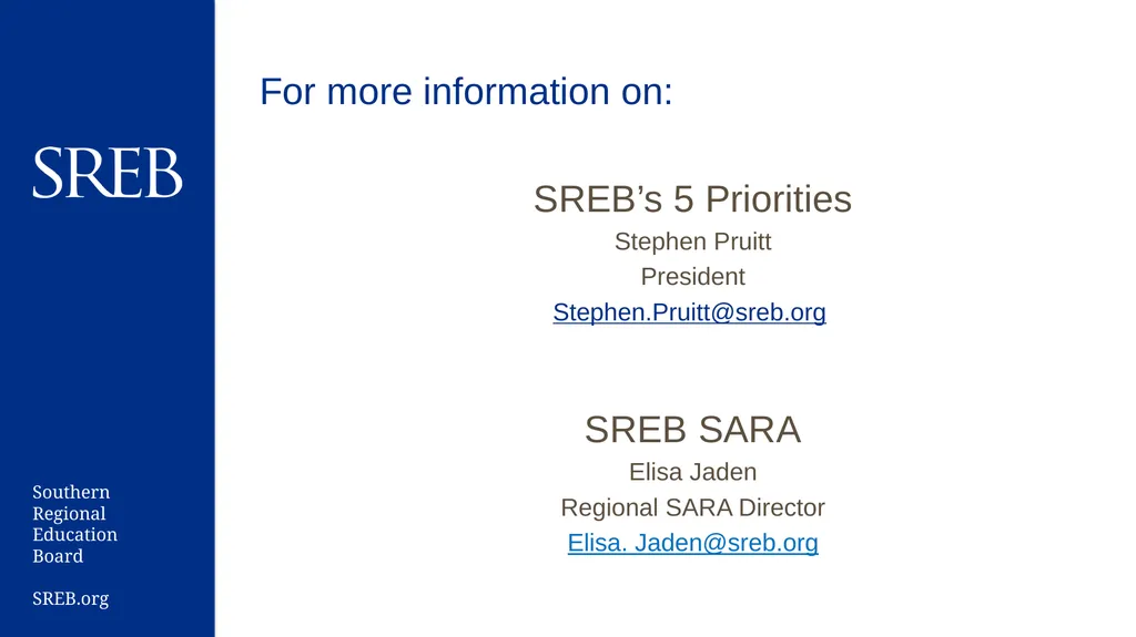 Elisa Jaden, Ed.S. Regional SARA Director - slide 25 of 25