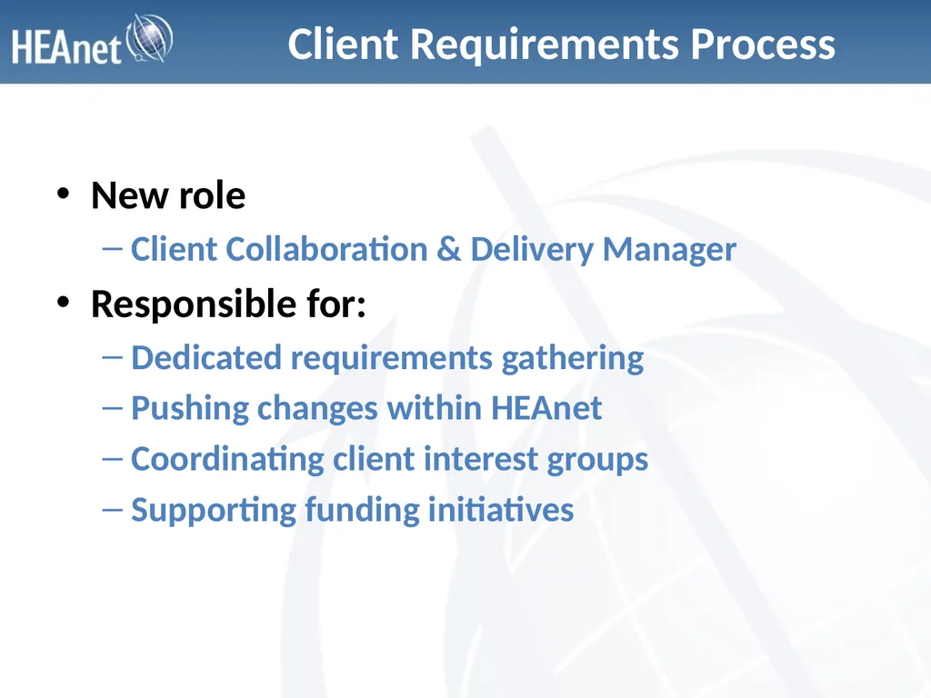 Client Requirements Process Service Change - slide 7 of 9