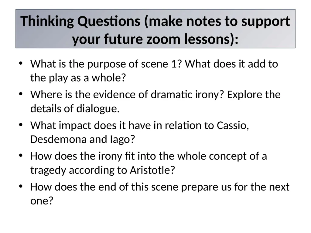 Title: Othello – Act 2 Scene 3 Tuesday, 22nd - slide 6 of 8