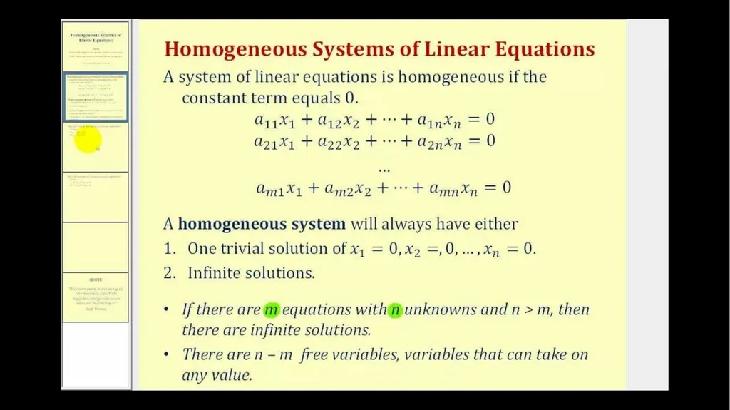 LINAR EQUATIONS Chapter 4 HOMOGENEOUS LINEAR - slide 3 of 12