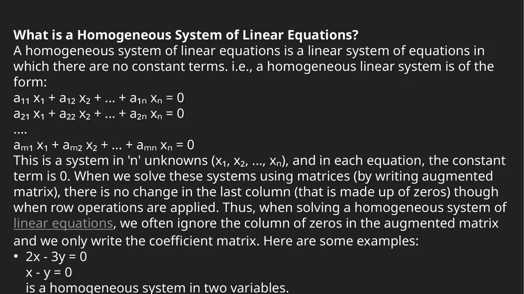 LINAR EQUATIONS Chapter 4 HOMOGENEOUS LINEAR - slide 4 of 12