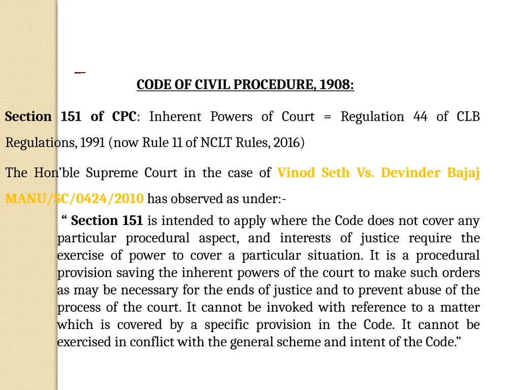 PREPAREDNESS FOR NCLT VARIOUS LAWS A PROFESSIONAL - slide 48 of 90