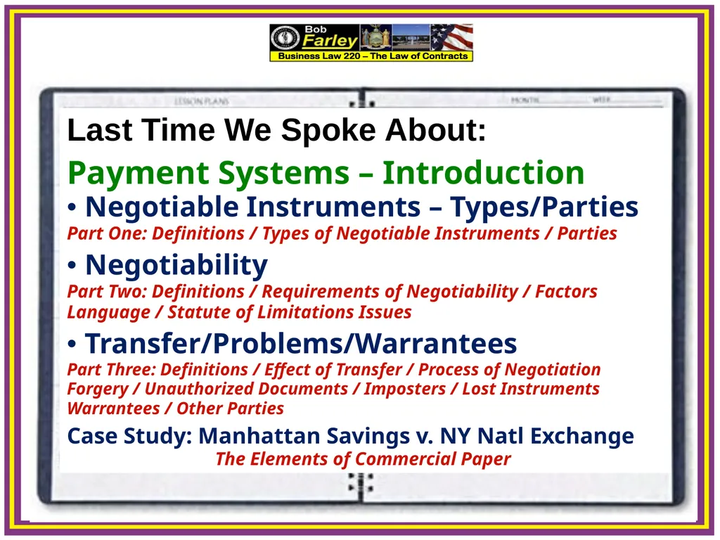 Slide Set Thirteen B: Payment Systems – Defenses - slide 2 of 12